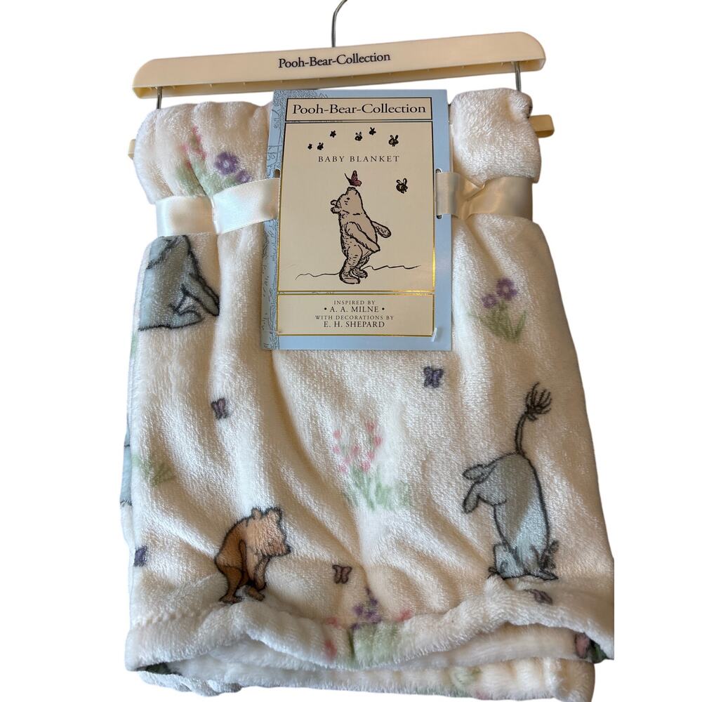 Winnie the Pooh Bear Collection Eeyore Piglet Lovey Plush Baby Blanket Blush